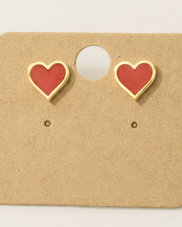 Enamel Mini Heart Stud Earrings - Blackbird Boutique