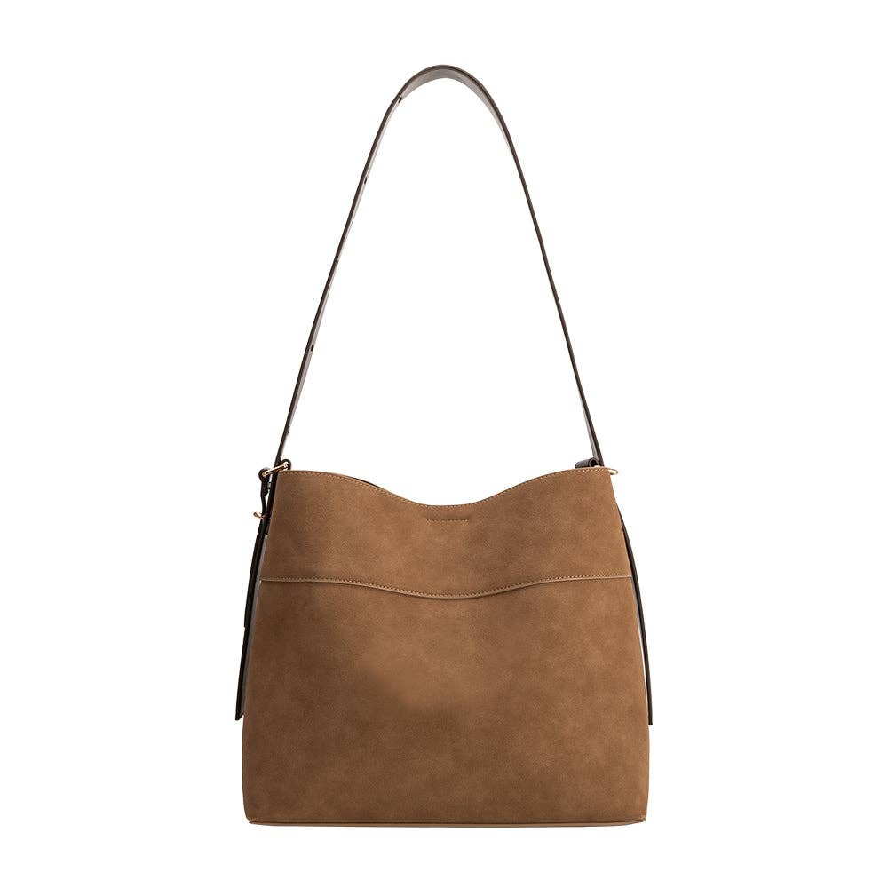 MELIE BIANCO Stormie Mocha Vegan Suede Tote Bag
