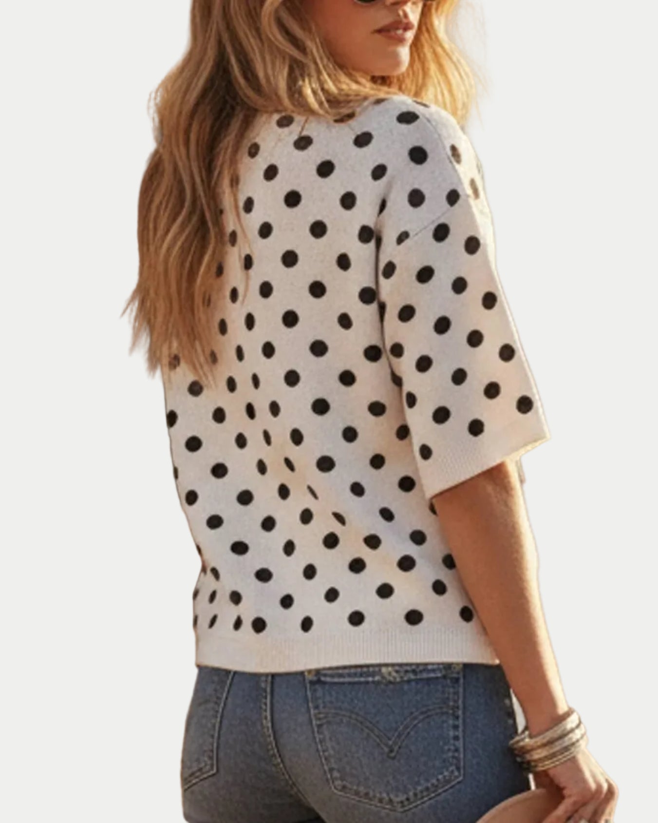 Oversized Polka Dot Sweater Top - Blackbird Boutique