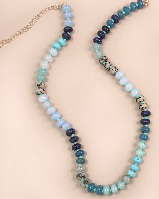 NATURAL AGATE GLASS SEMI PRECIOUS BEAD NECKLACE - Blackbird Boutique