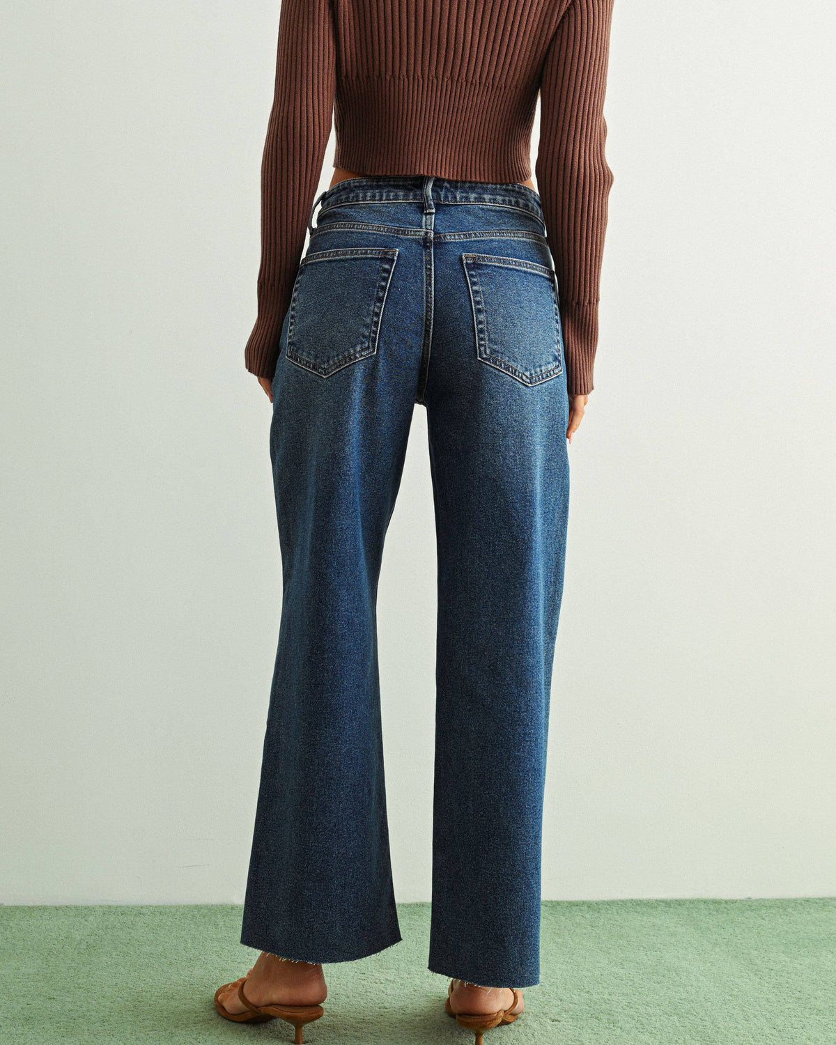 Scissor Cut Wide Leg Jean - DARK DENIM - DP718 - Blackbird Boutique