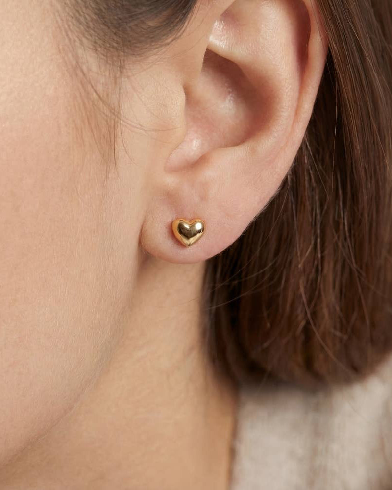 Gold Dipped Mini Heart Stud Earrings - Blackbird Boutique