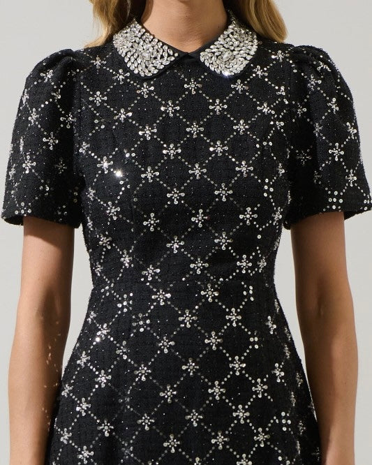 The Wednesday Rhinestone Mini Dress - Blackbird Boutique