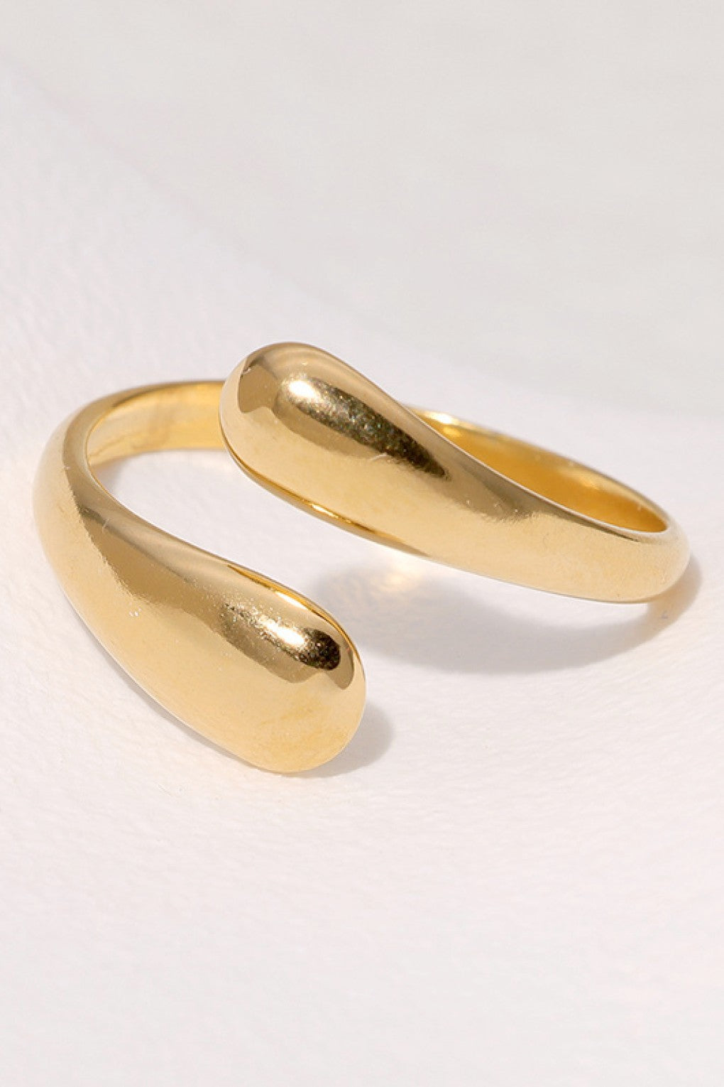 18K Gold Plated Stainless Steel Adjustable Teardrop Ring