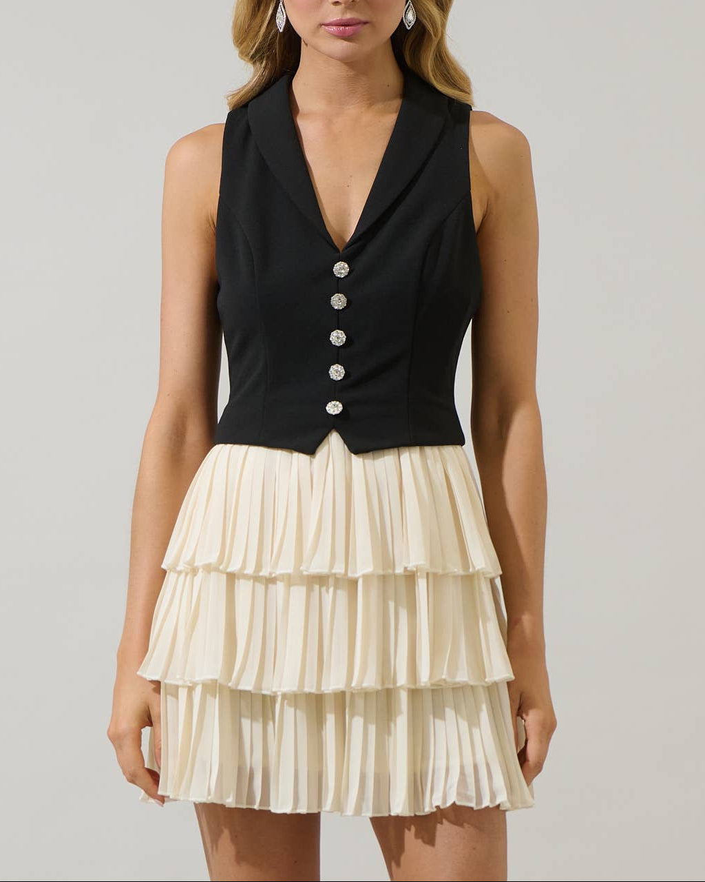 black mini boat neck dress Coa High-Neck Open-Back Mini Dress in Black