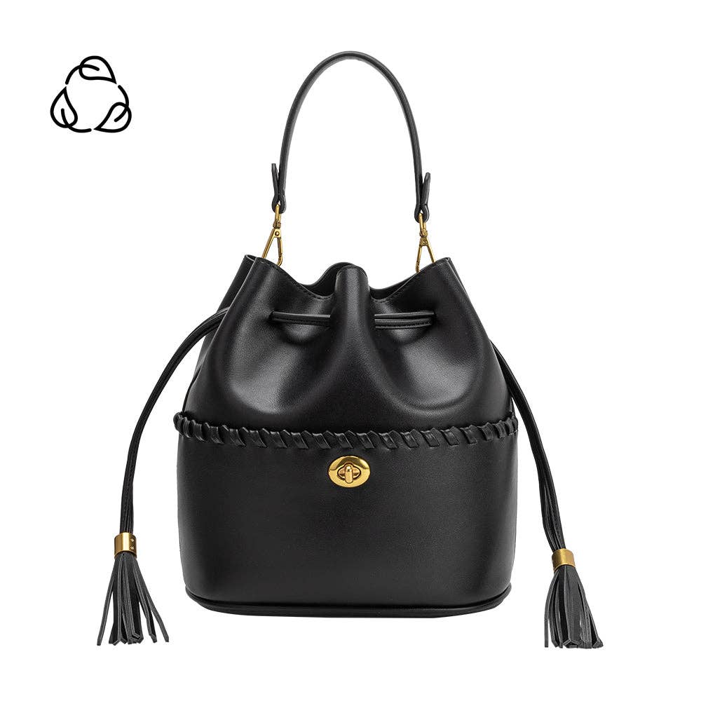 MELIE BIANCO Janae Black Recycled Vegan Leather Top Handle Bag