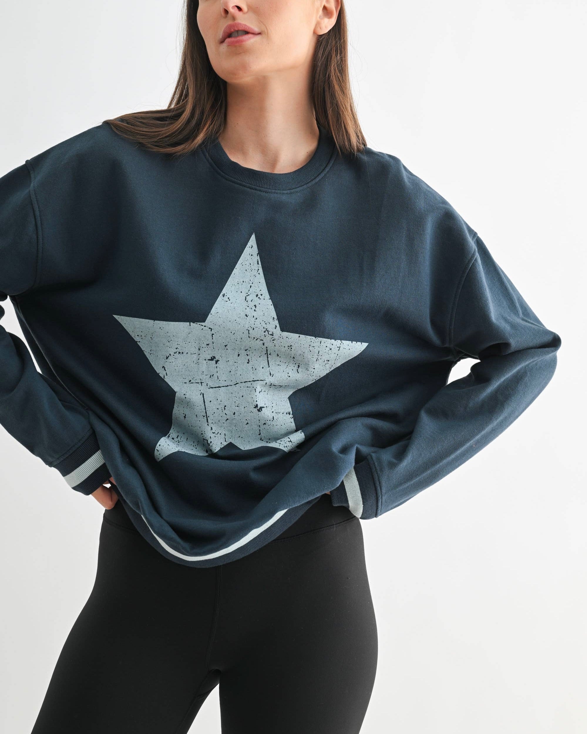 Mono B Star Crewneck Pullover - Blackbird Boutique