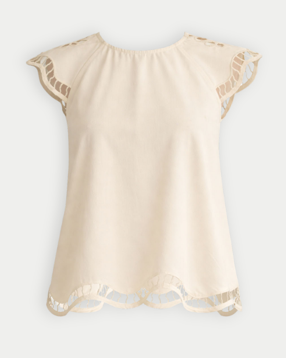 Emmy Embroidered Cut-Out Cap Sleeve Top - Blackbird Boutique