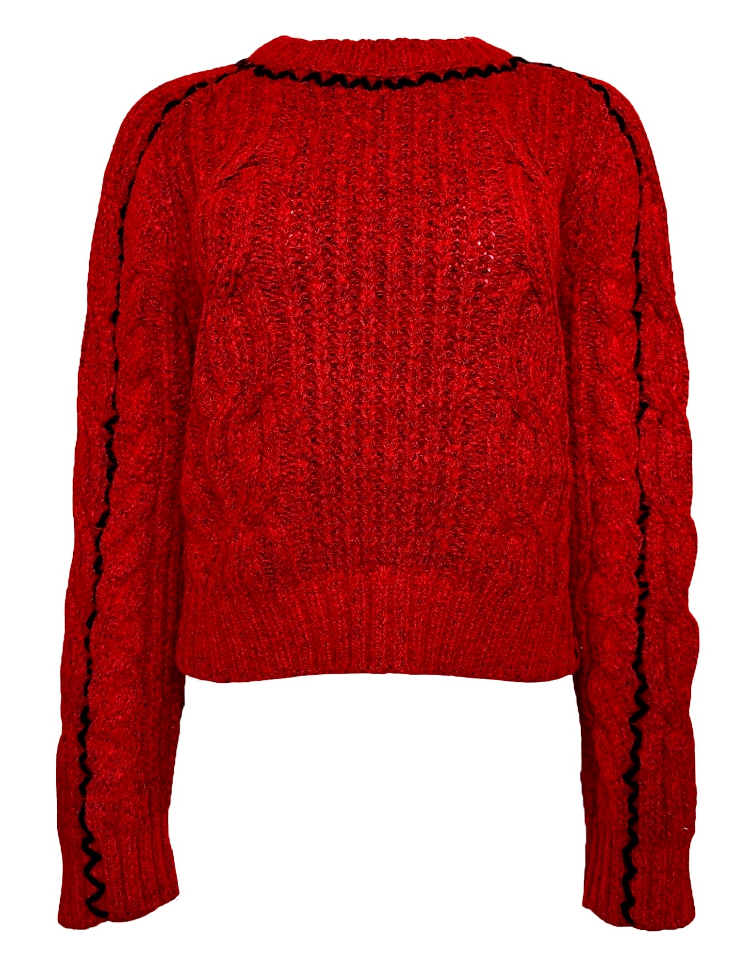 Contrast Stitch Cable Knit Sweater