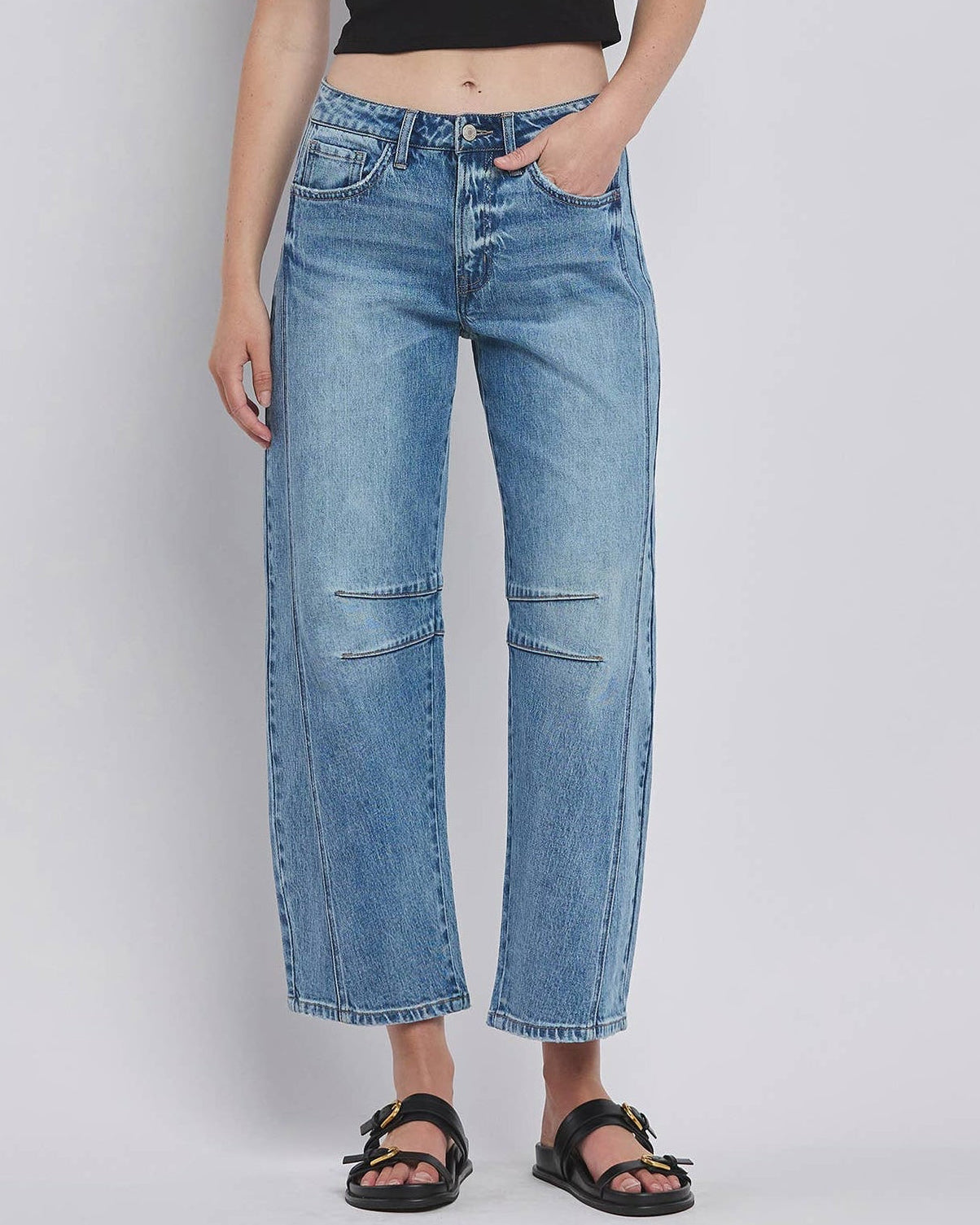 Vervet-Kate High Rise Dart Barrel Leg Jean - Blackbird Boutique