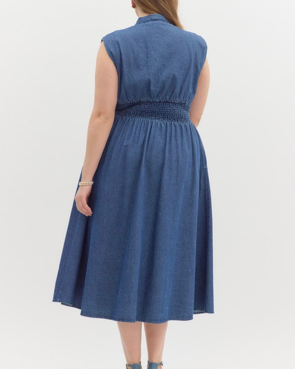Denim Sleeveless Midi Dress - Blackbird Boutique