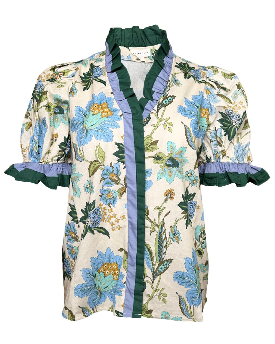 Floral Print Puff Sleeve Top - Blackbird Boutique