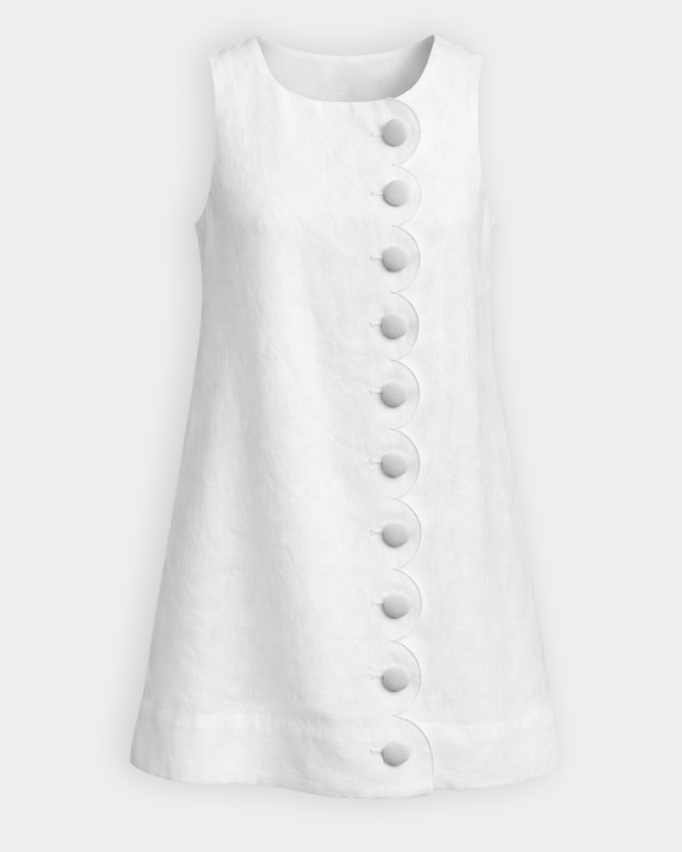 Maggie White Scallop Detail Mini Dress - Blackbird Boutique