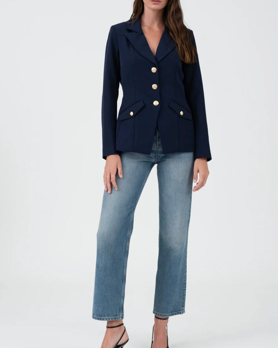 Gold Button Cuff Blazer - Blackbird Boutique