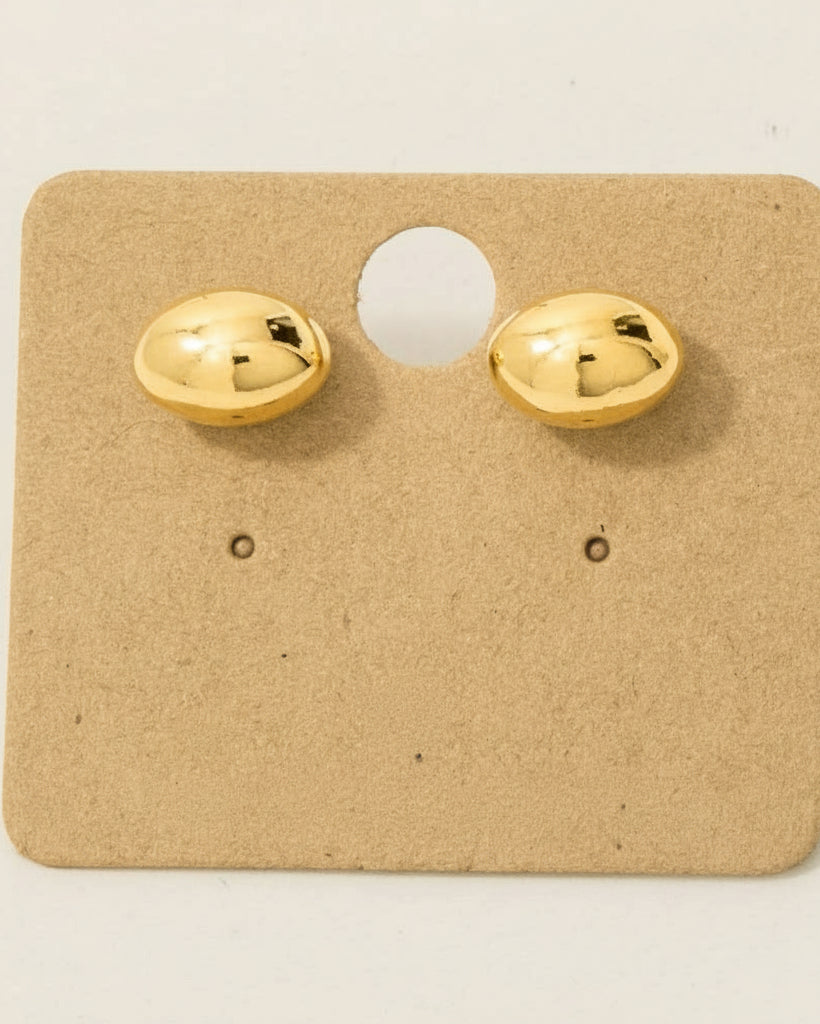 Gold earrings on a cardboard backing with '18K Gold Dipped' text.