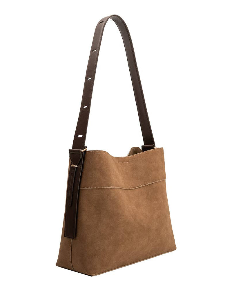 MELIE BIANCO Stormie Mocha Vegan Suede Tote Bag - Blackbird Boutique