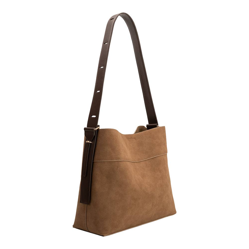 MELIE BIANCO Stormie Mocha Vegan Suede Tote Bag