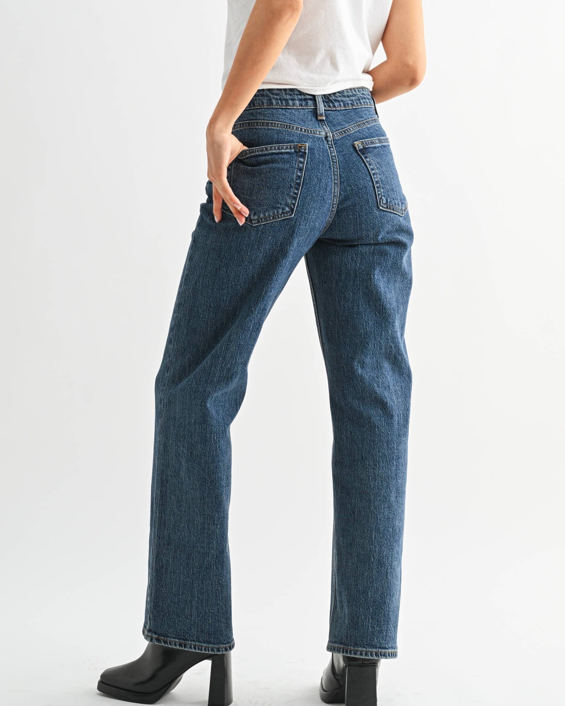 JBD Dark Retro Straight Jeans - Blackbird Boutique