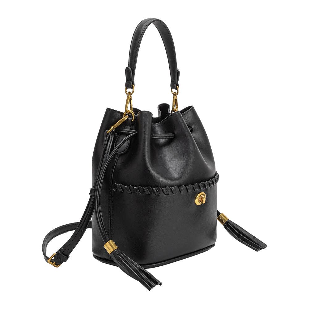 MELIE BIANCO Janae Black Recycled Vegan Leather Top Handle Bag