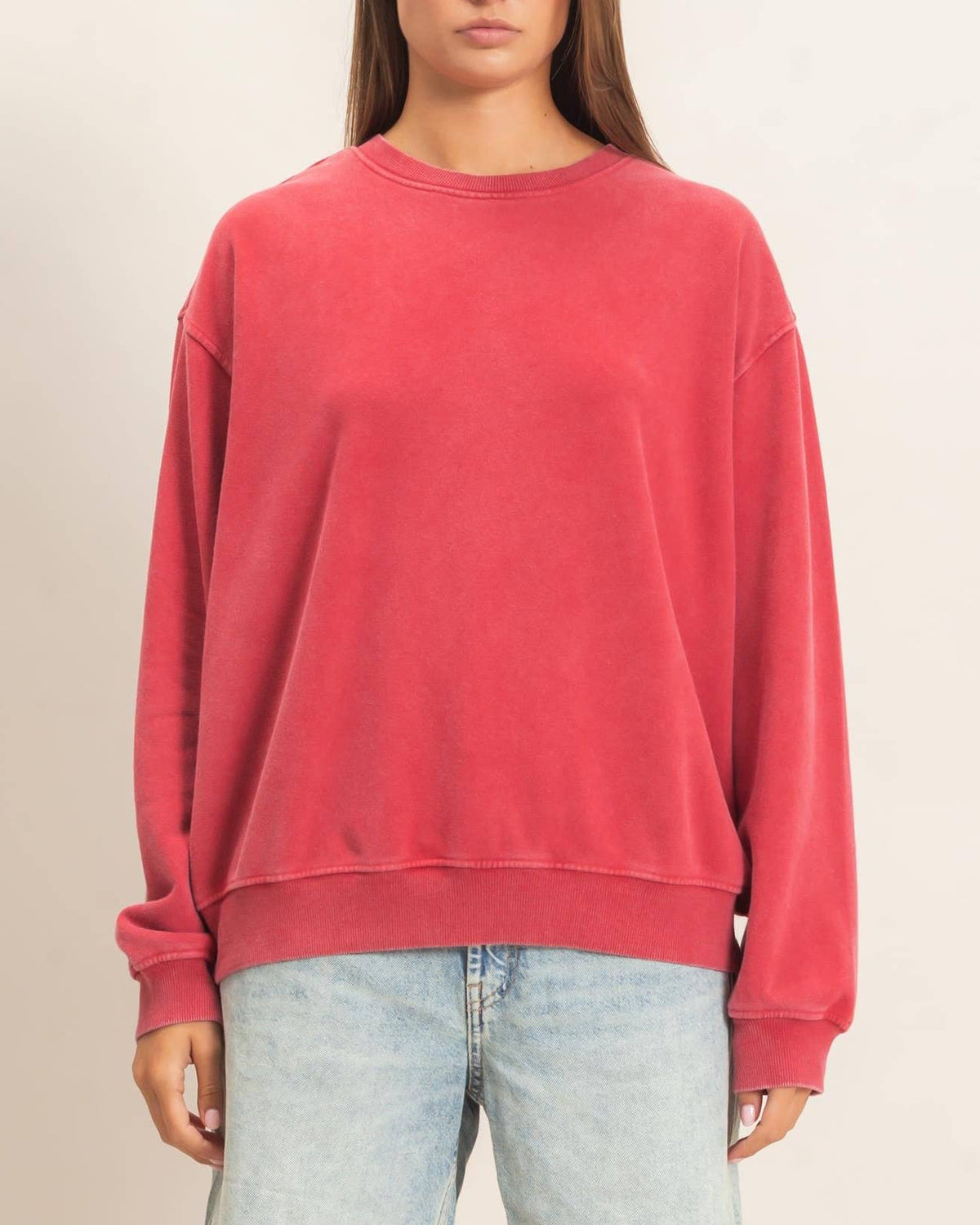 Casual Cutie Mineral Wash Crew Neck Sweatshirt