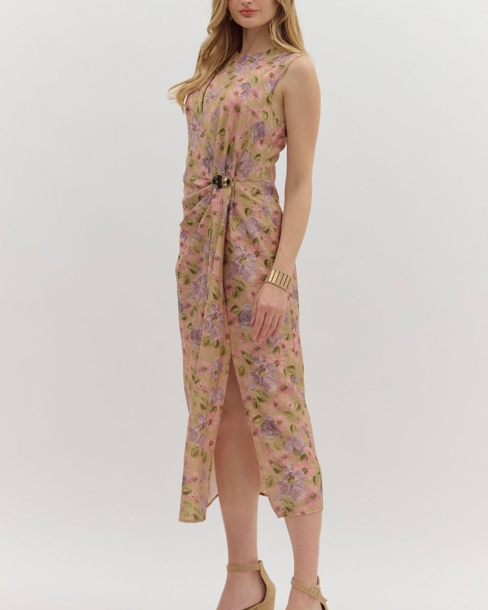 Floral Sleeveless Slit Hem Midi Dress - Blackbird Boutique