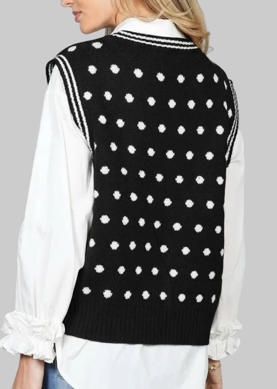 Charming Polka Dot Knitted Sweater Vest