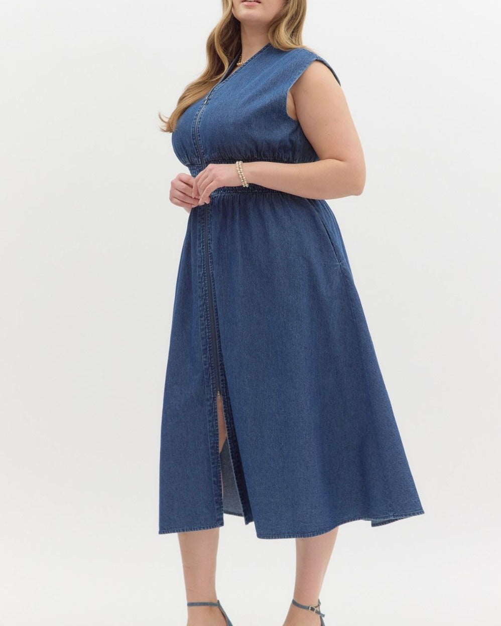 Denim Sleeveless Midi Dress - Blackbird Boutique