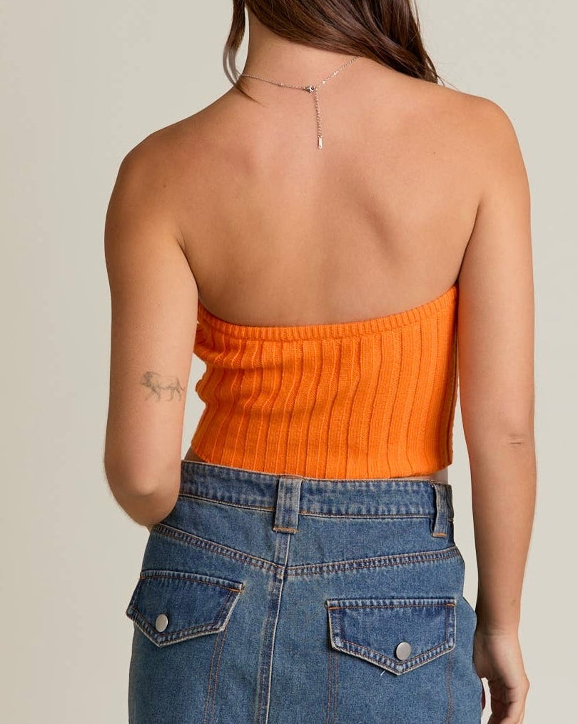 Scarf Hem Sweater Tube Top - Blackbird Boutique