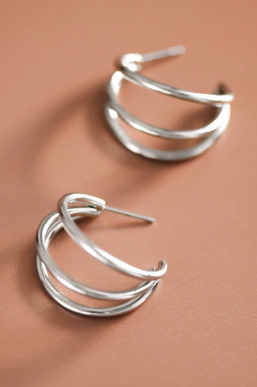 Stainless Steel Triple Hoop Earrings