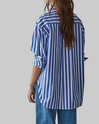 Woven Cotton Striped Button Down Shirt - Blackbird Boutique