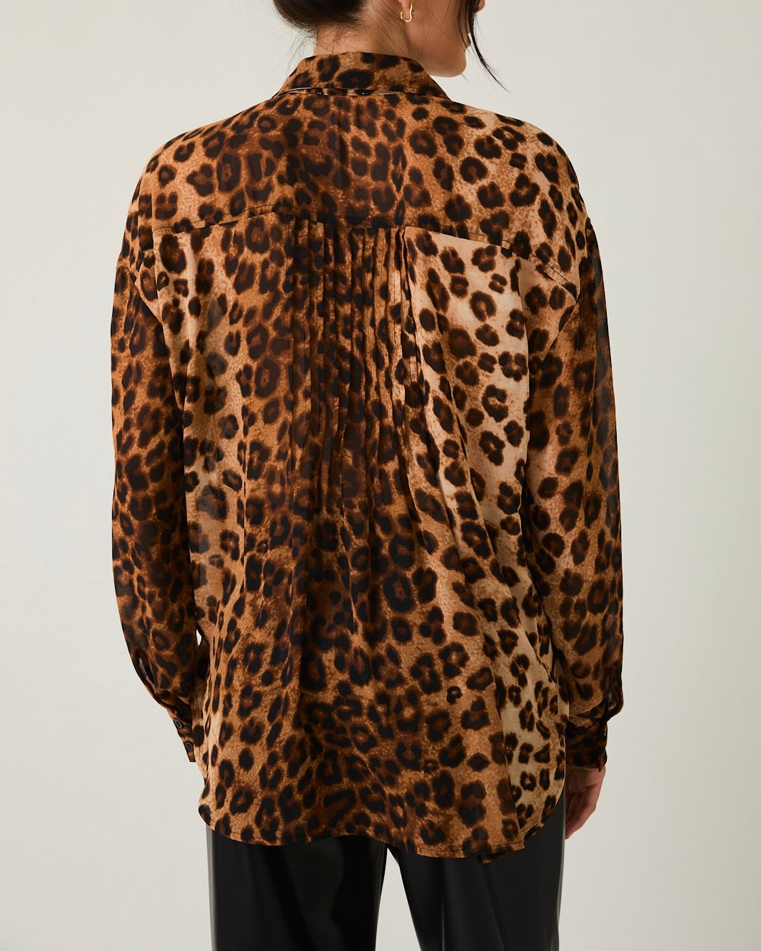 Oversized Pleated Animal Print Top - Blackbird Boutique
