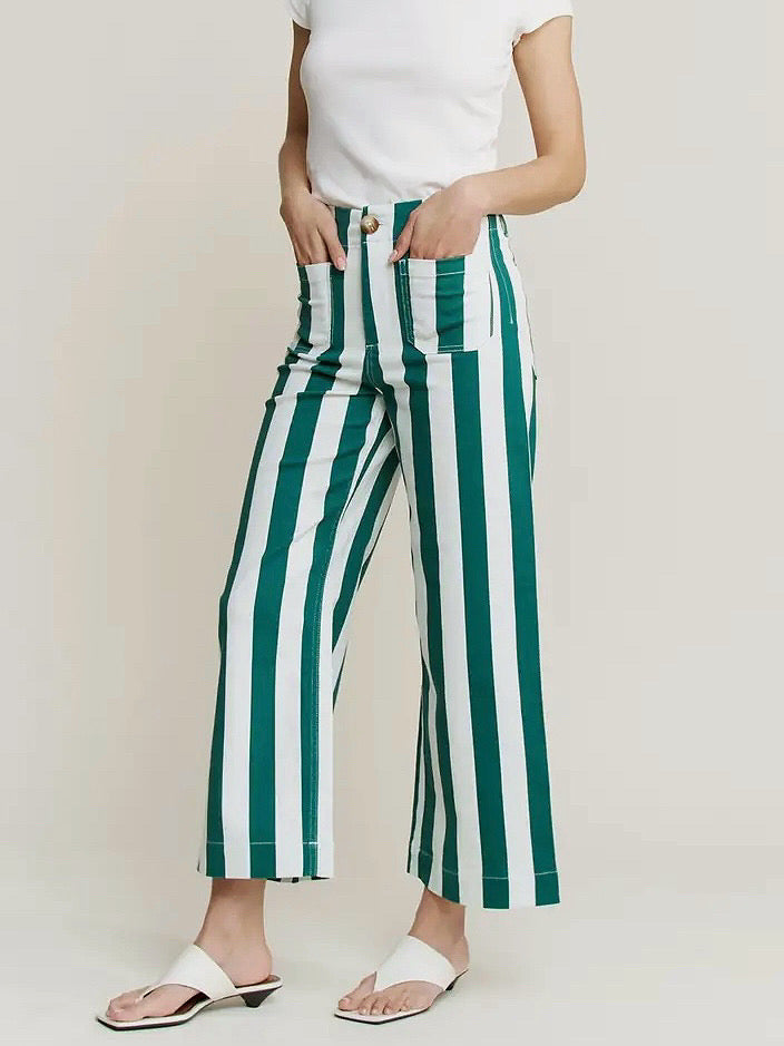 SUPER HIGH STRIPE CROPPED WIDE LEG DENIM