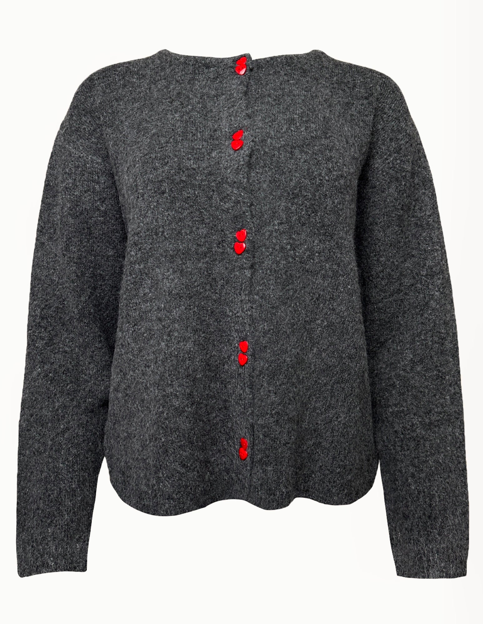 Lovie Heart-Shaped Buttons Knit Cardigan