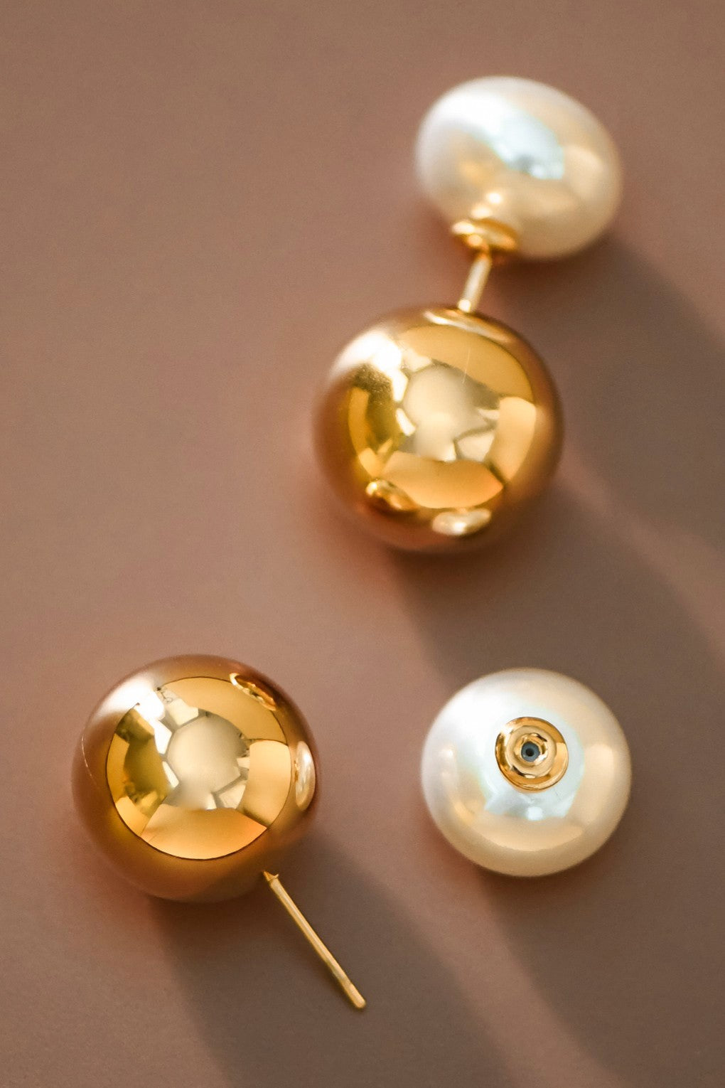 Luxe Pearl & Gold Ball Earrings