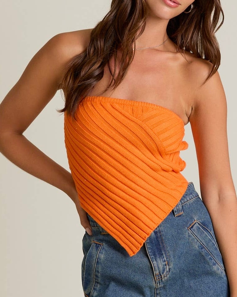 Scarf Hem Sweater Tube Top - Blackbird Boutique