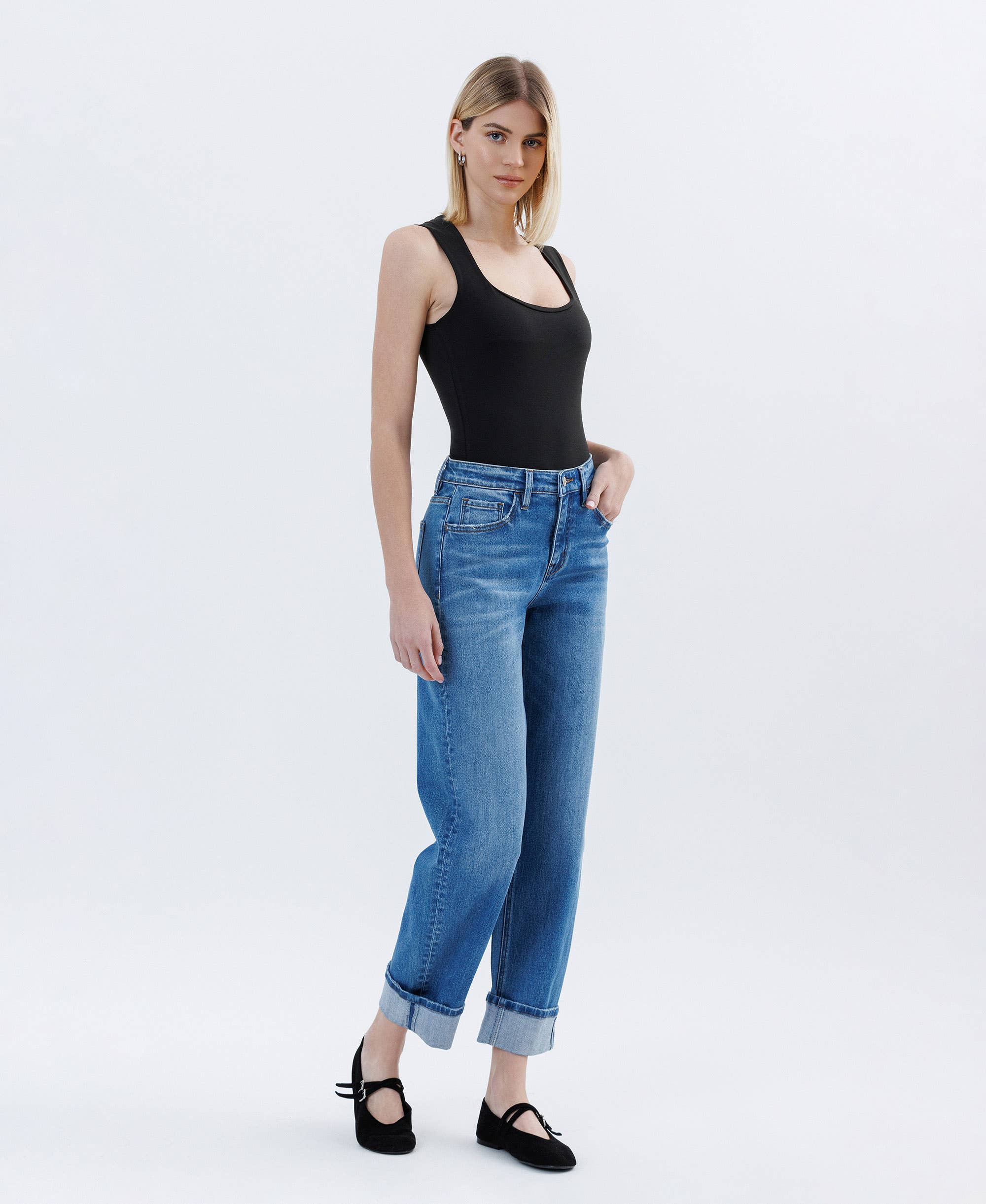 VERVET Kate Lullaby High Rise Barrel Cuffed Jeans
