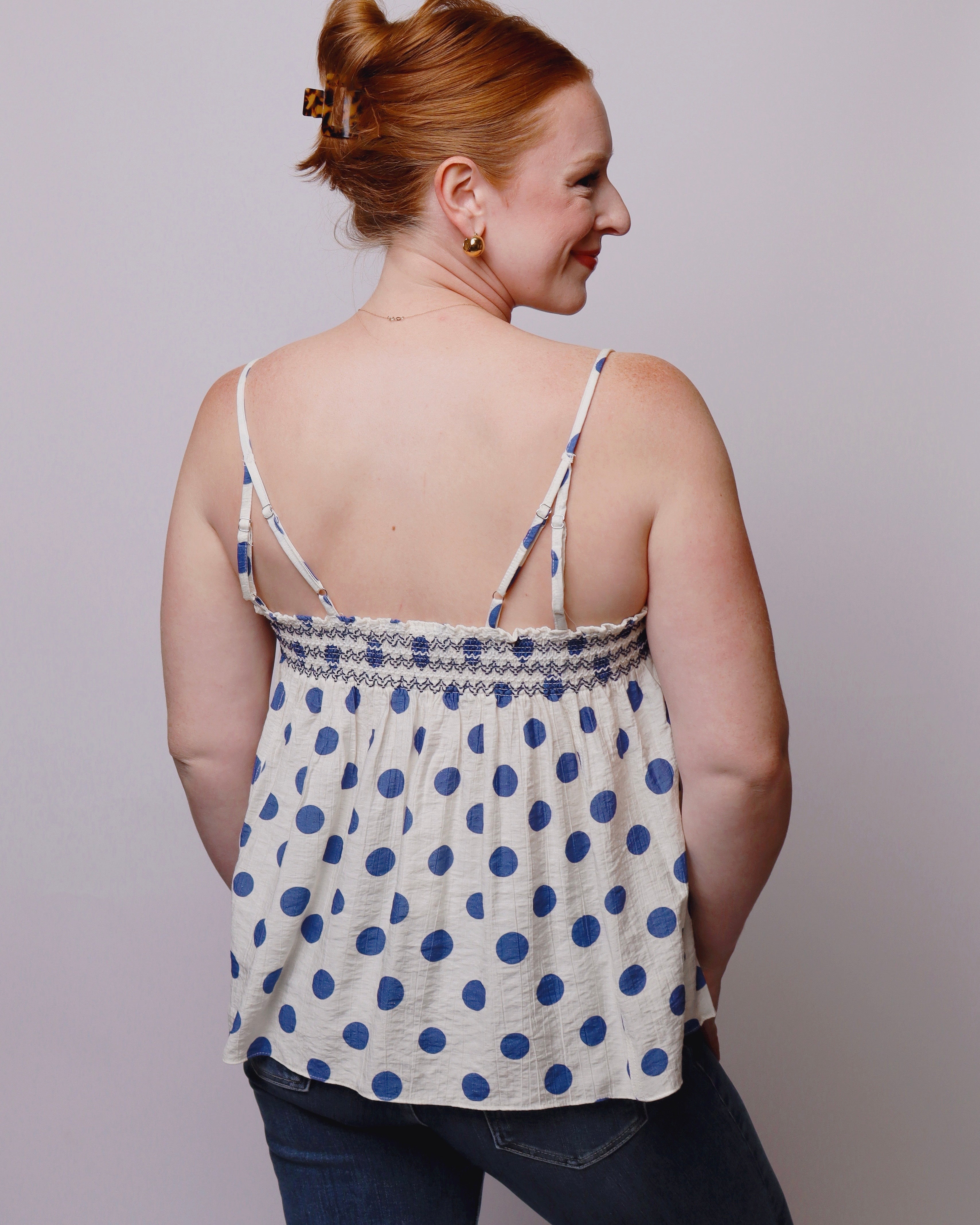 Rebel Polka Dot Smocked Cami Top