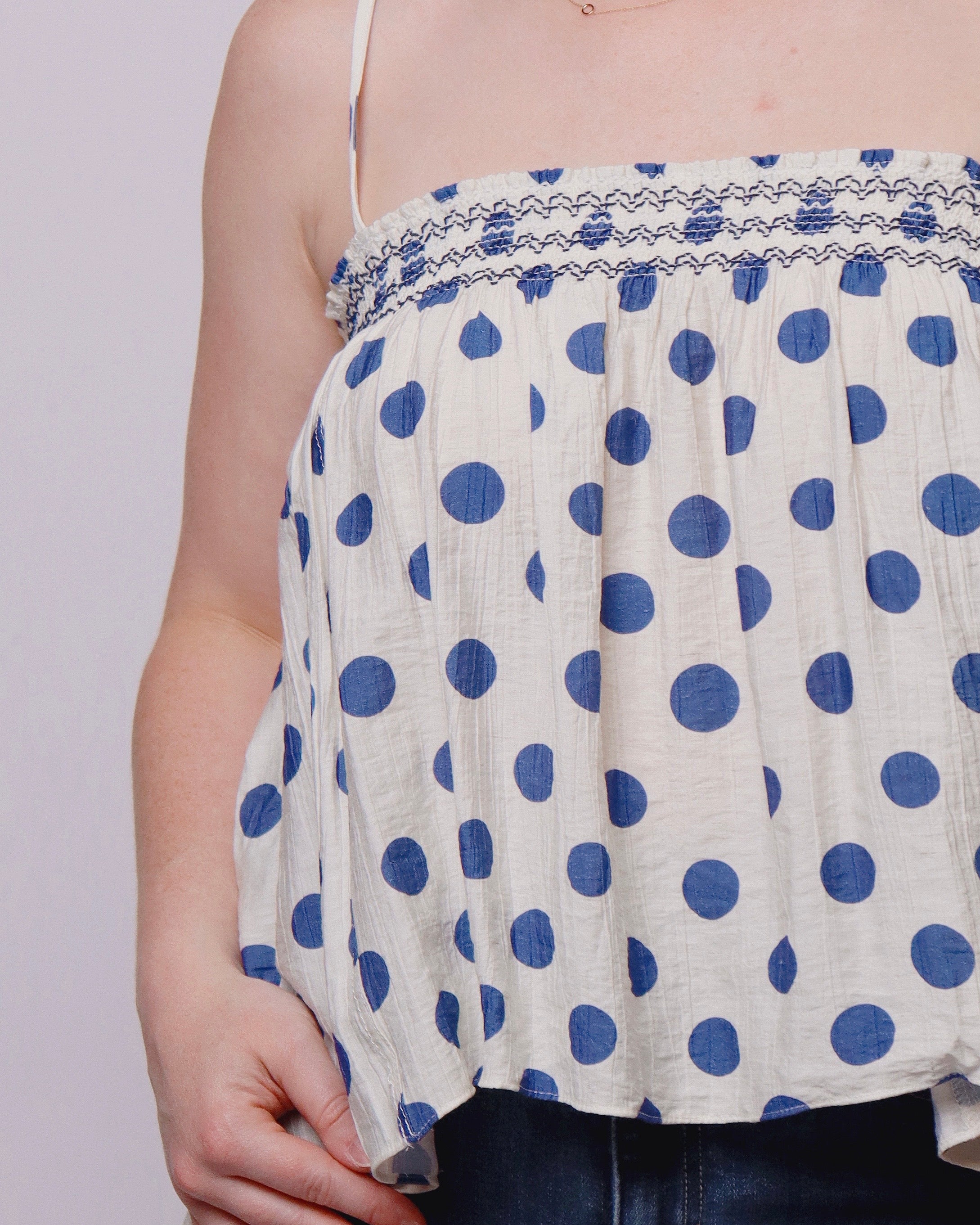 Rebel Polka Dot Smocked Cami Top