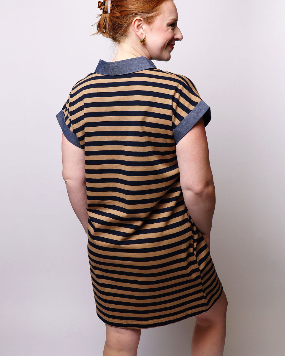 Chelsea Yacht Club Relaxed Fit Casual Stripe Polo Mini Dress