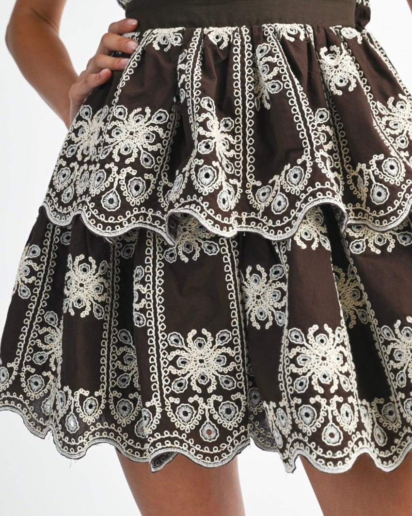Embroidered Tiered Dress - Blackbird Boutique