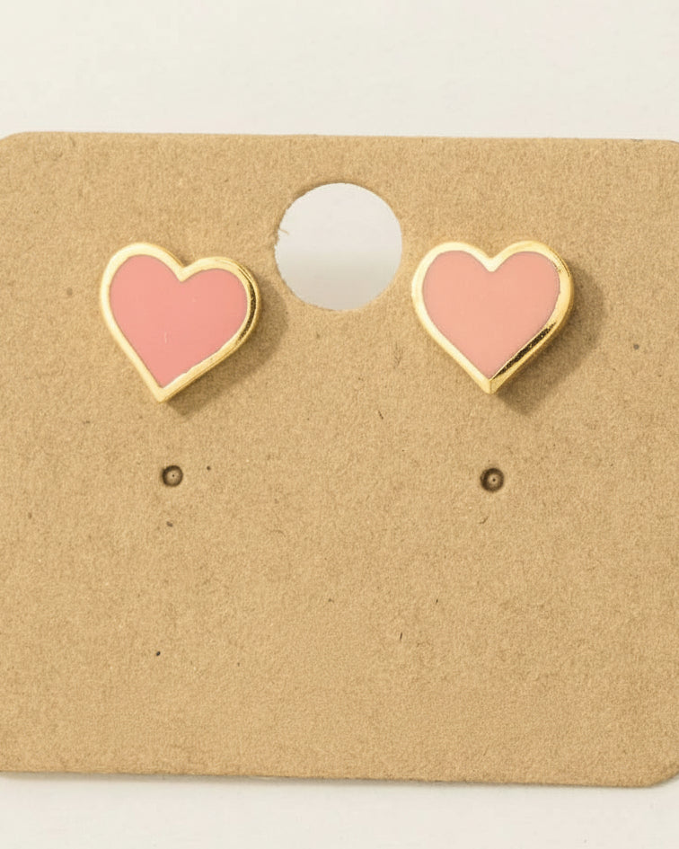 Enamel Mini Heart Stud Earrings - Blackbird Boutique