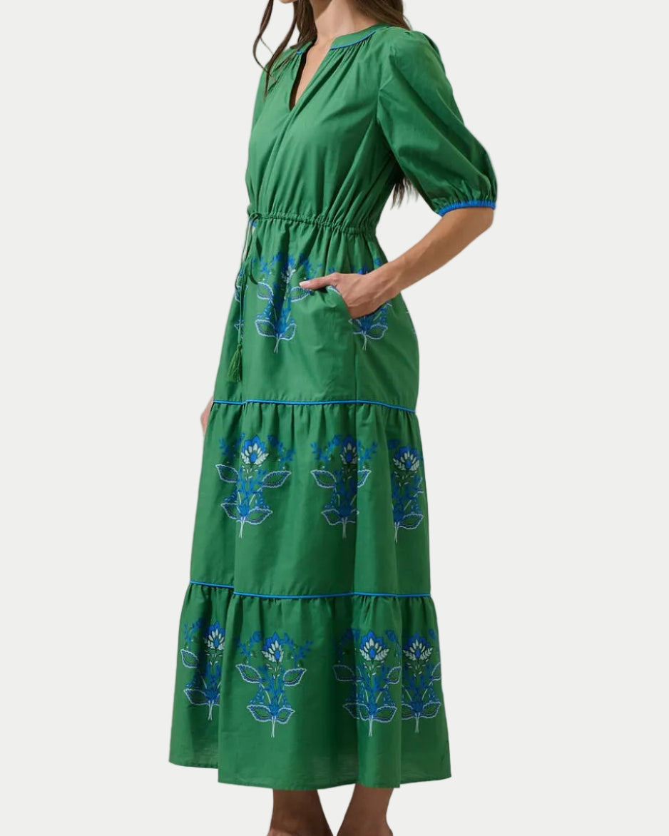Meridy Floral Vonie Tiered Midi Dress - Blackbird Boutique