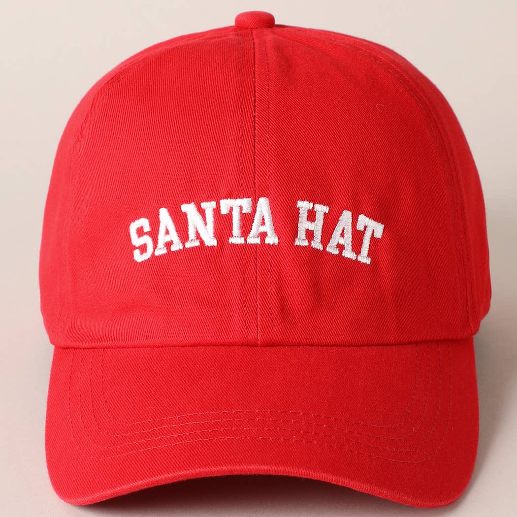 Santa Hat Text Embroidery Baseball Cap - Blackbird Boutique