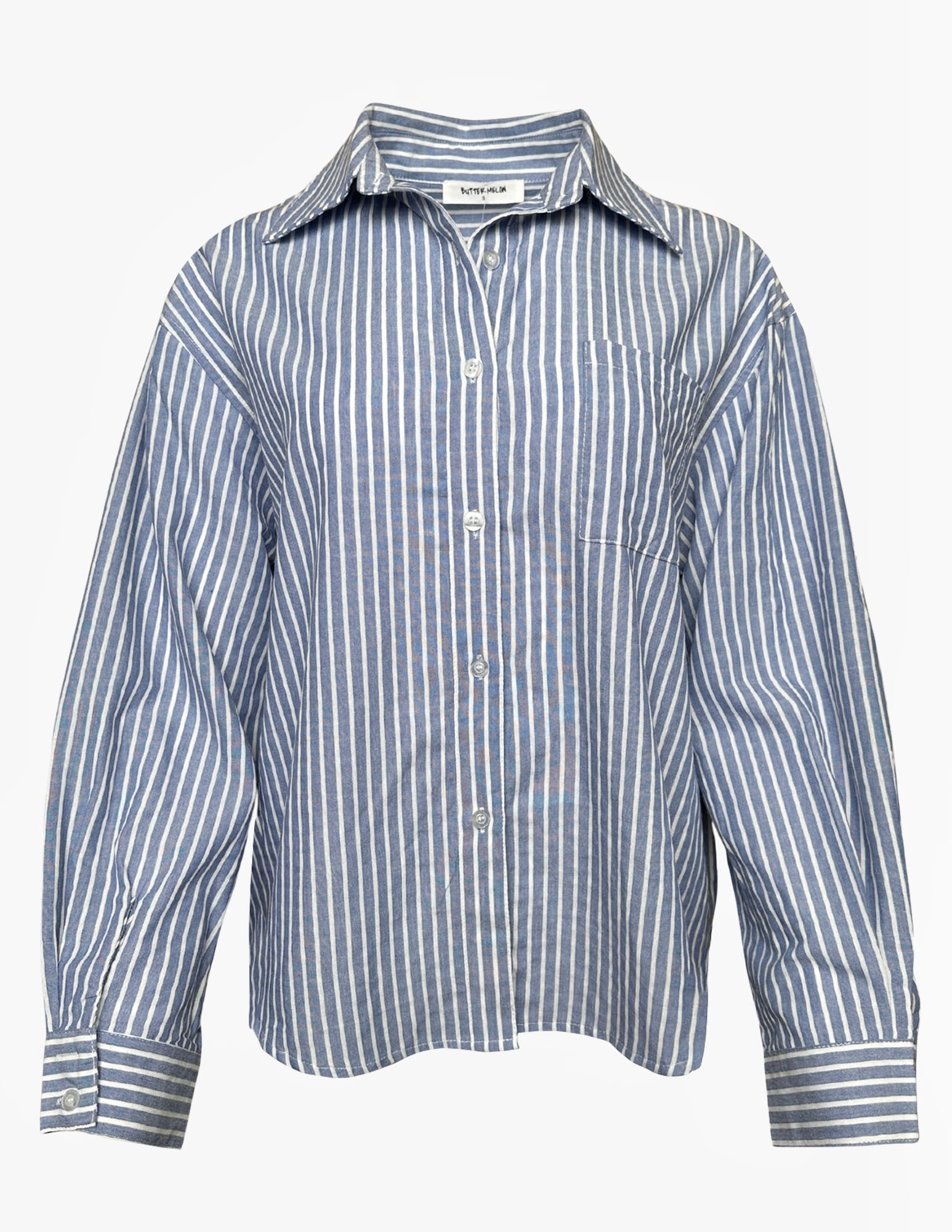 Striped Button-Up Collared Long Sleeve Shirt