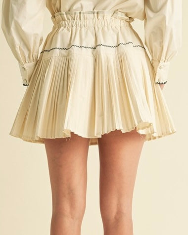 Cream Pleated Mini Skirt - Blackbird Boutique