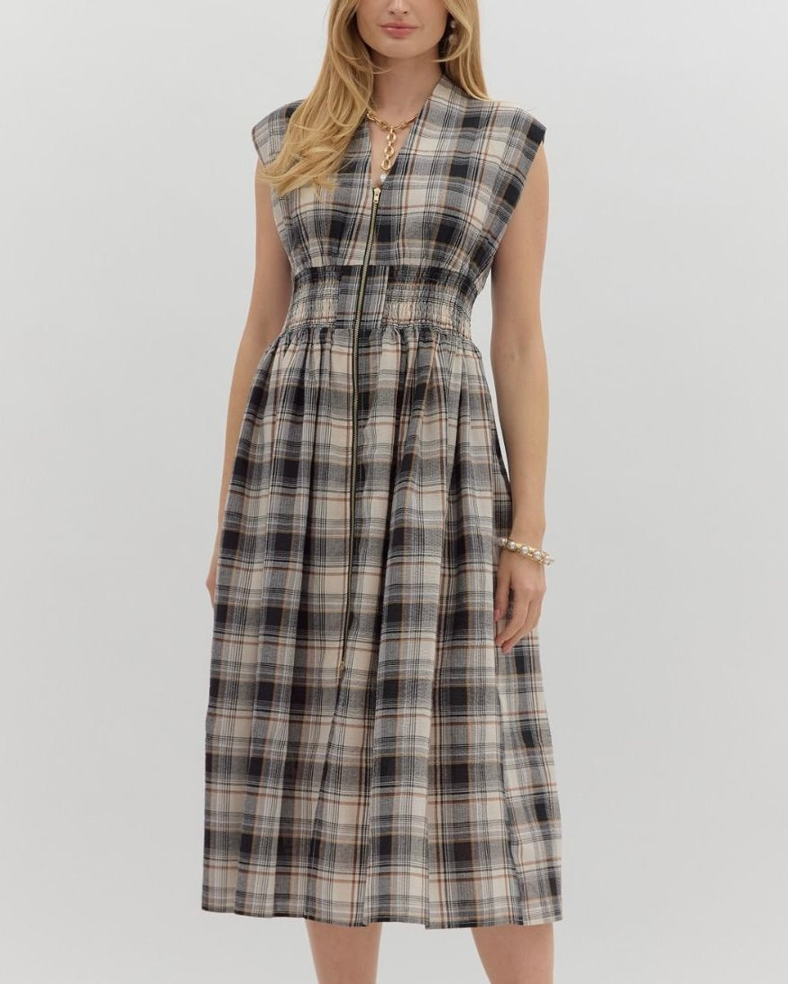 Plaid Midi Dress - Blackbird Boutique