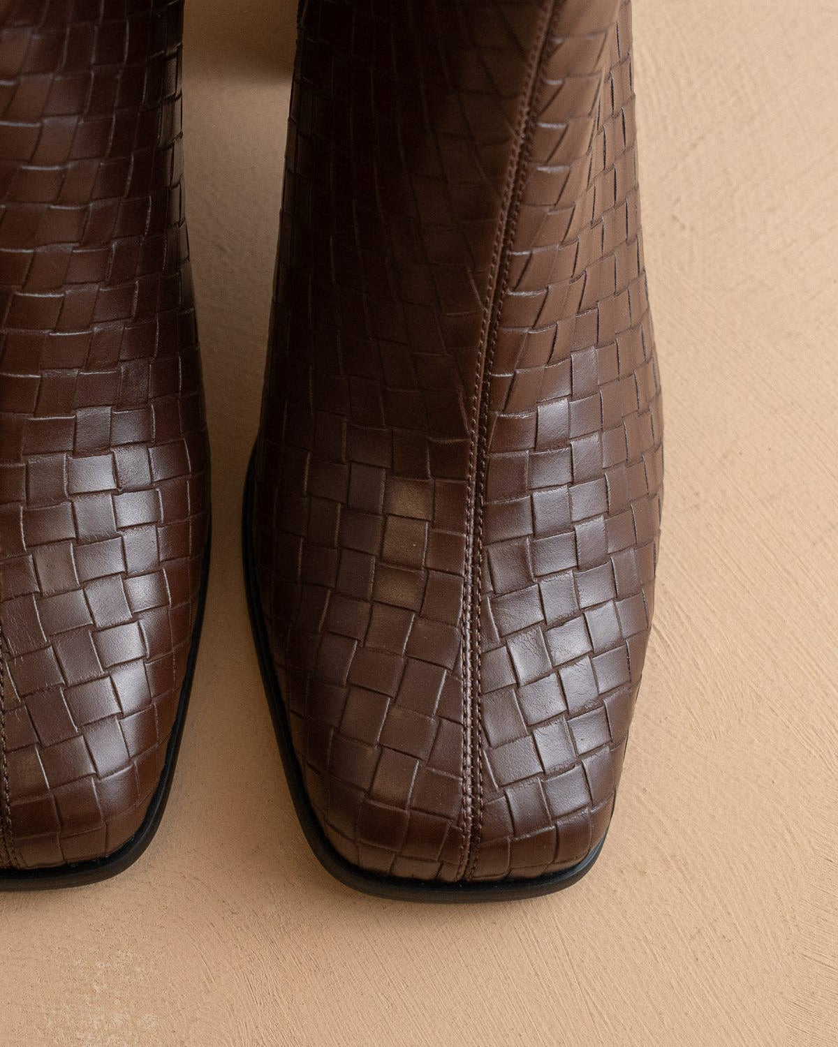 The Demi | Coffee Woven Block Heel Ankle Boot - Blackbird Boutique