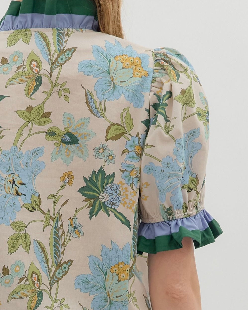 Floral Print Puff Sleeve Top - Blackbird Boutique