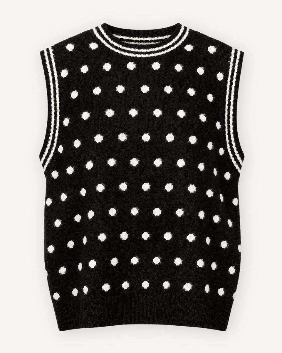 Charming Polka Dot Knitted Sweater Vest