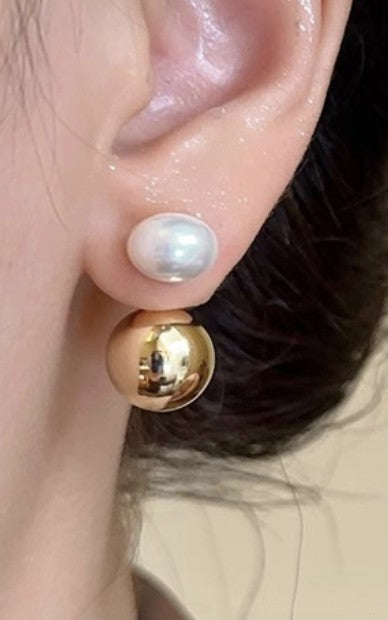 Luxe Pearl & Gold Ball Earrings